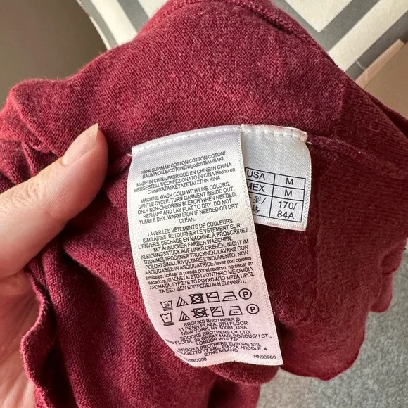 Brooks Brothers Burgundy Wine Berry Cotton Button Up Cardigan Medium Preppy - Picture 4 of 4